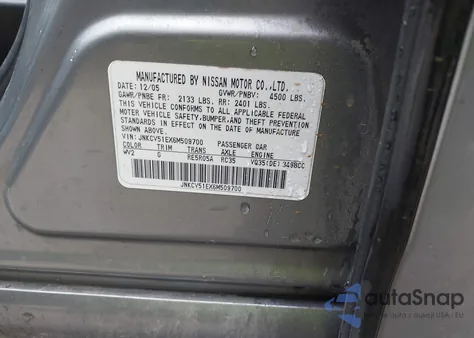 2006 Infiniti G35 from USA, damaged, VIN JNKCV51EX6M509700